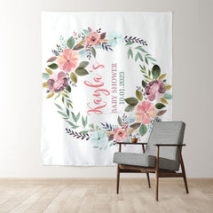 Lofaris Personalized Boho Watercolor Flower Baby Shower Backdrop