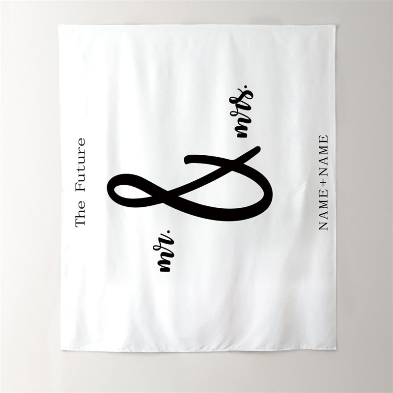 Lofaris Personalized Boho Wedding Backdrop White Quote