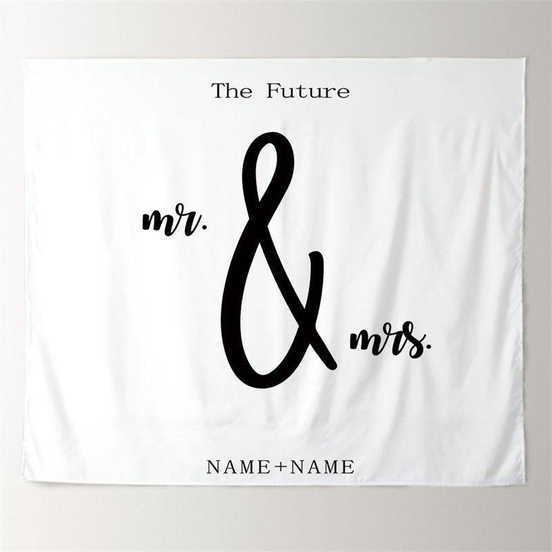 Lofaris Personalized Boho Wedding Backdrop White Quote