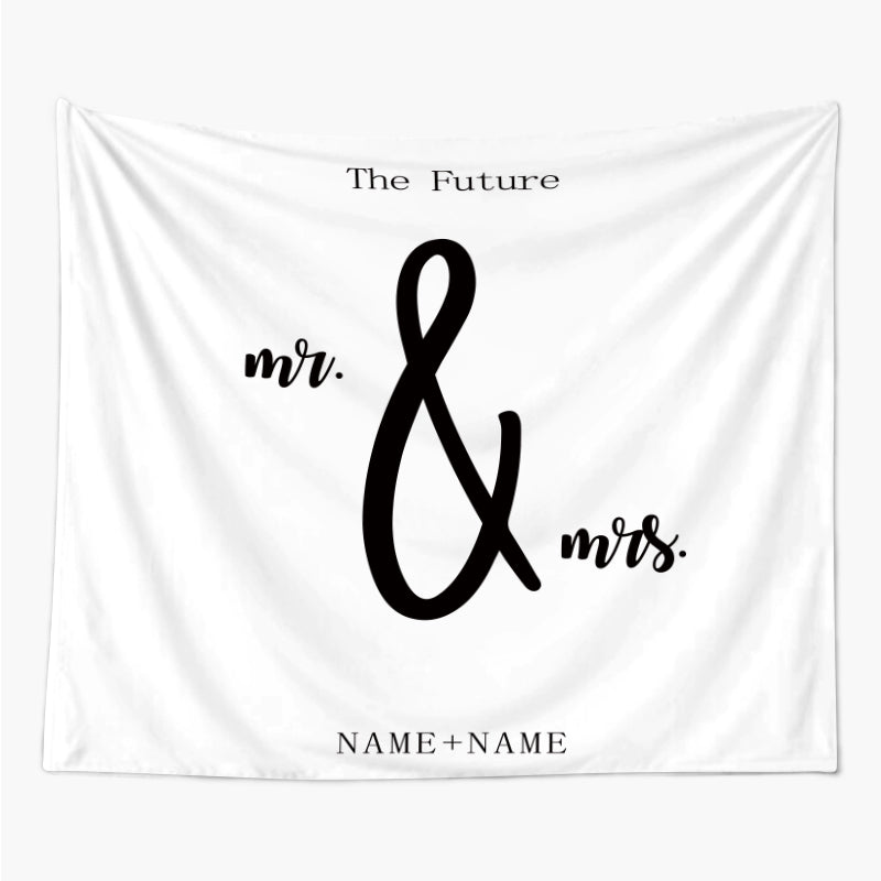 Lofaris Personalized Boho Wedding Backdrop White Quote