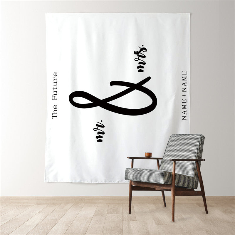 Lofaris Personalized Boho Wedding Backdrop White Quote