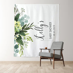 Lofaris Personalized Botanical Baby Shower Backdrop Banner