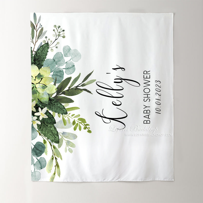Lofaris Personalized Botanical Baby Shower Backdrop Banner
