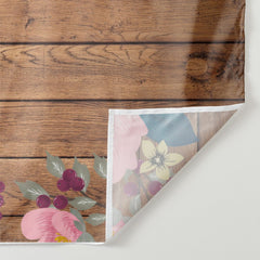 Lofaris Personalized Brown Wooden Floral Wedding Backdrop