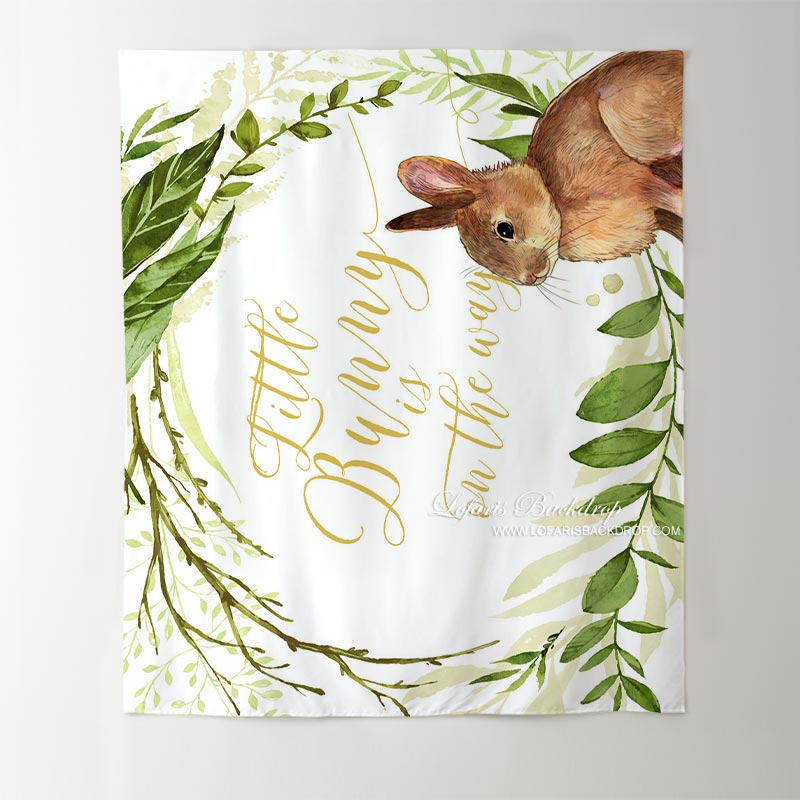 Lofaris Personalized Bunny And Greenery Backdrop for Baby Shower