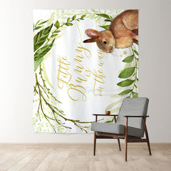Lofaris Personalized Bunny And Greenery Backdrop for Baby Shower