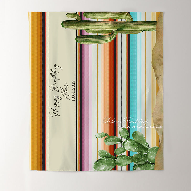 Lofaris Personalized Cactus And Fiesta Birthday Decoration Backdrop