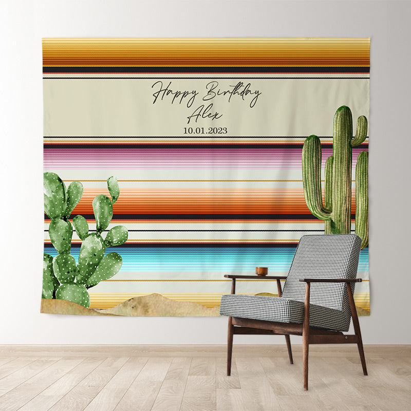Lofaris Personalized Cactus And Fiesta Birthday Decoration Backdrop