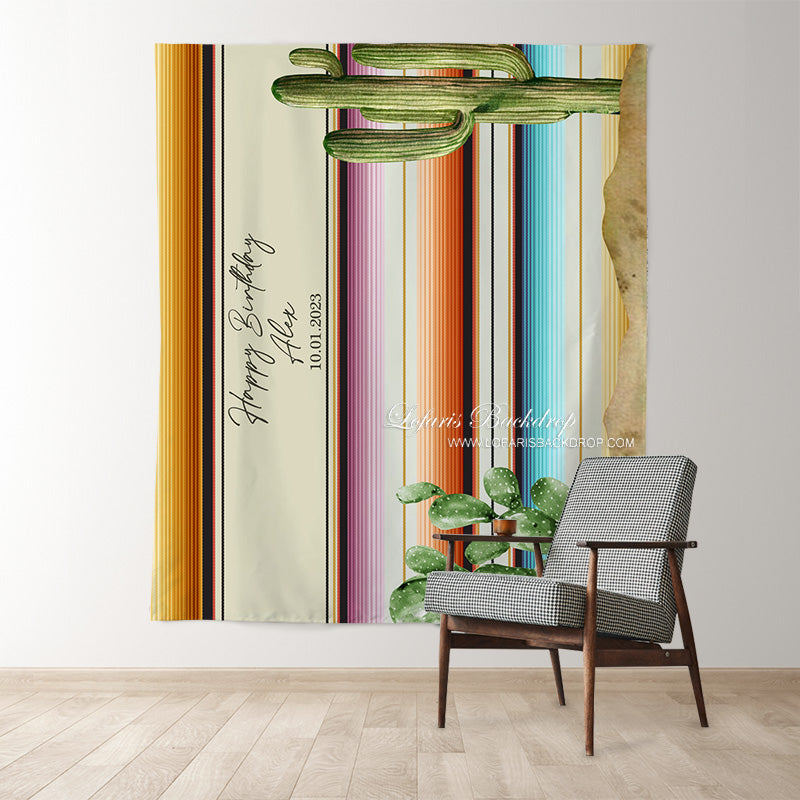 Lofaris Personalized Cactus And Fiesta Birthday Decoration Backdrop