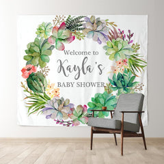Lofaris Personalized Cactus Boho Baby Shower Backdrop Banner