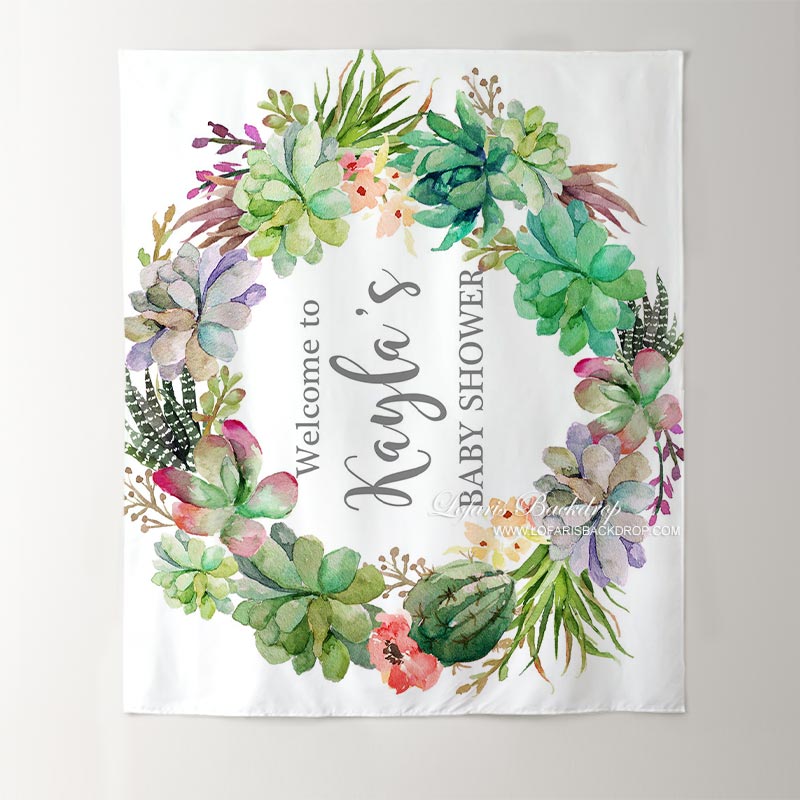 Lofaris Personalized Cactus Boho Baby Shower Backdrop Banner