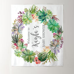 Lofaris Personalized Cactus Boho Baby Shower Backdrop Banner