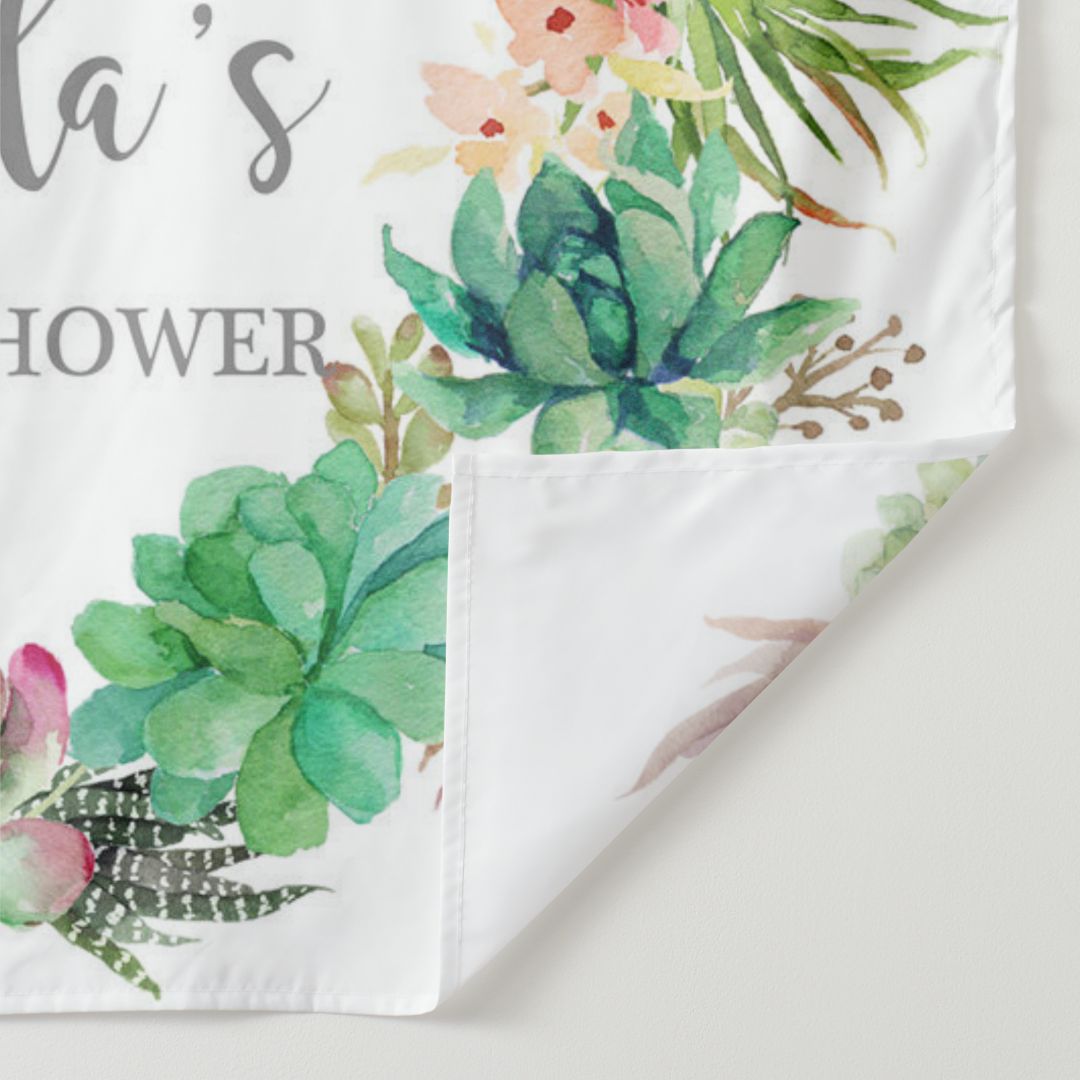 Lofaris Personalized Cactus Boho Baby Shower Backdrop Banner