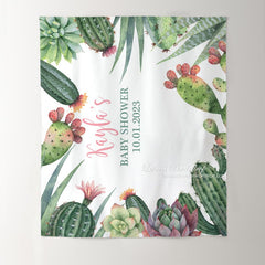 Lofaris Personalized Cactus Boho Baby Shower Backdrop