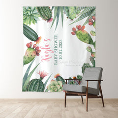 Lofaris Personalized Cactus Boho Baby Shower Backdrop