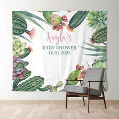 Lofaris Personalized Cactus Boho Baby Shower Backdrop