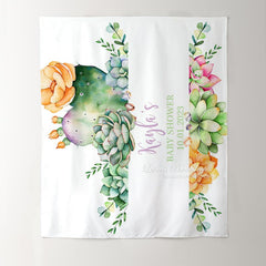 Lofaris Personalized Cactus Succulent Baby Shower Backdrop
