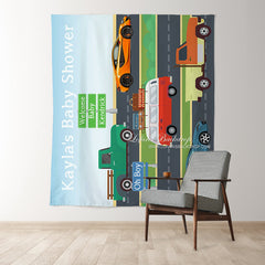 Lofaris Personalized Car Truck Baby Shower Backdrop