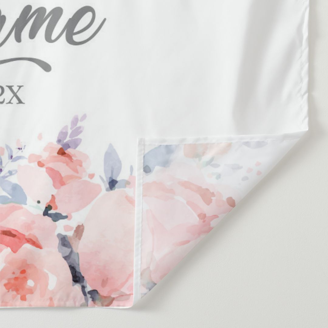 Lofaris Personalized Couples Name Pink Flower Wedding Backdrop
