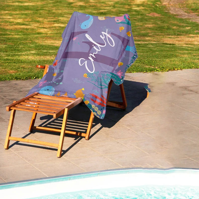Lofaris Personalized Cute Sea World Fish Beach Towel