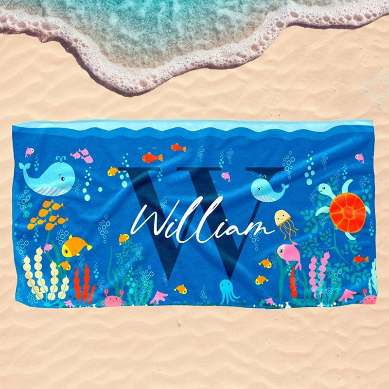 Lofaris Personalized Cute Sea World Fish Beach Towel
