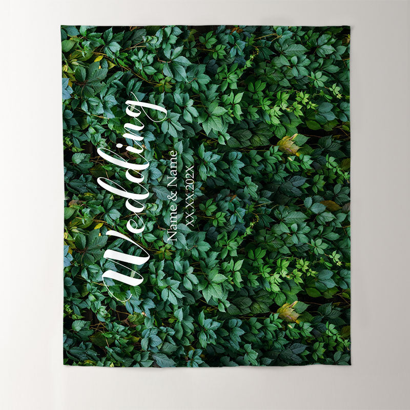 Lofaris Personalized Dark Green Wedding Backdrop