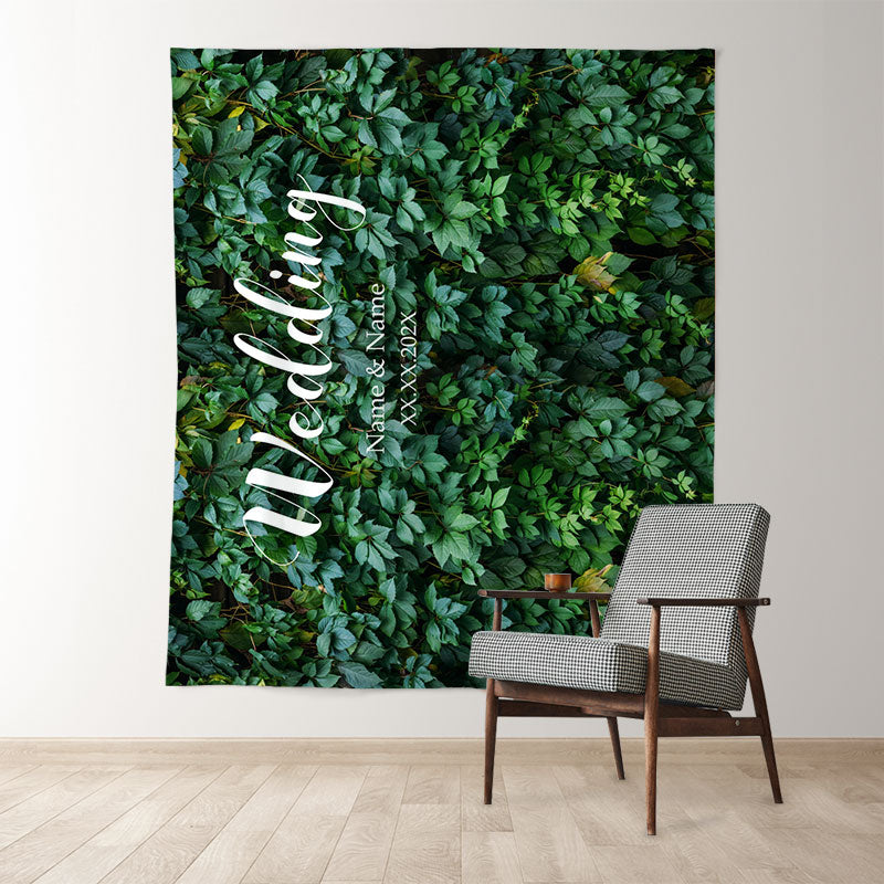 Lofaris Personalized Dark Green Wedding Backdrop
