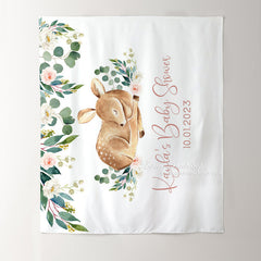 Lofaris Personalized Deer And Flower Baby Shower Backdrop Banner