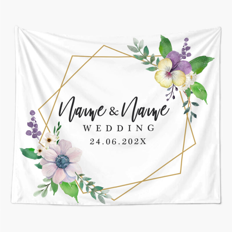 Lofaris Personalized Elegant Geometric Wedding Backdrop Banner
