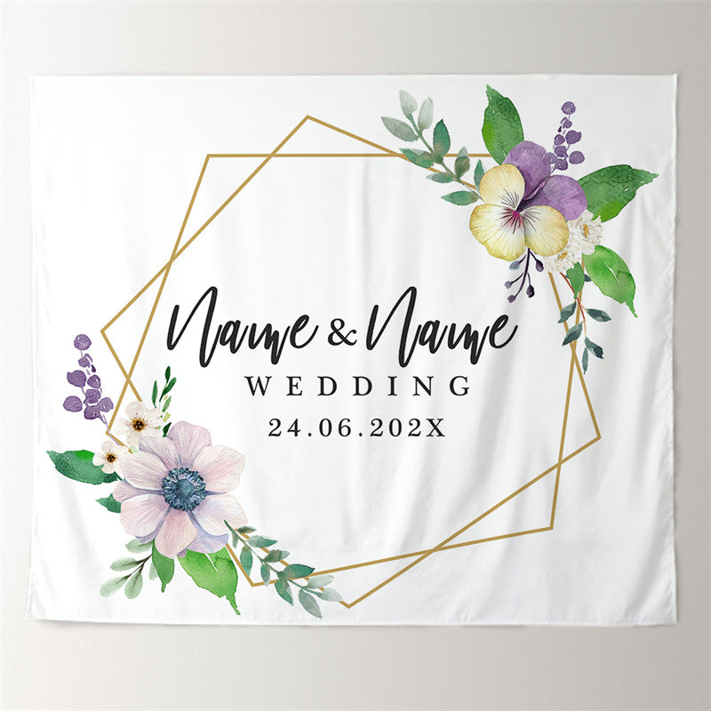 Lofaris Personalized Elegant Geometric Wedding Backdrop Banner