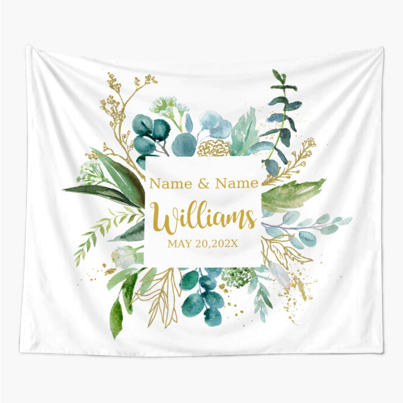 Lofaris Personalized Eucalyptus Wedding Backdrop