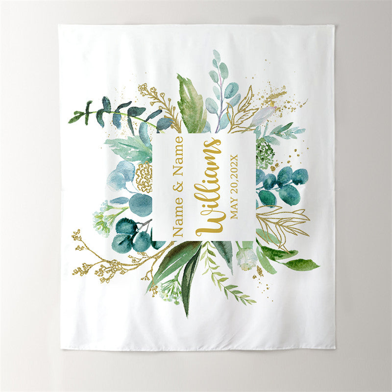 Lofaris Personalized Eucalyptus Wedding Backdrop