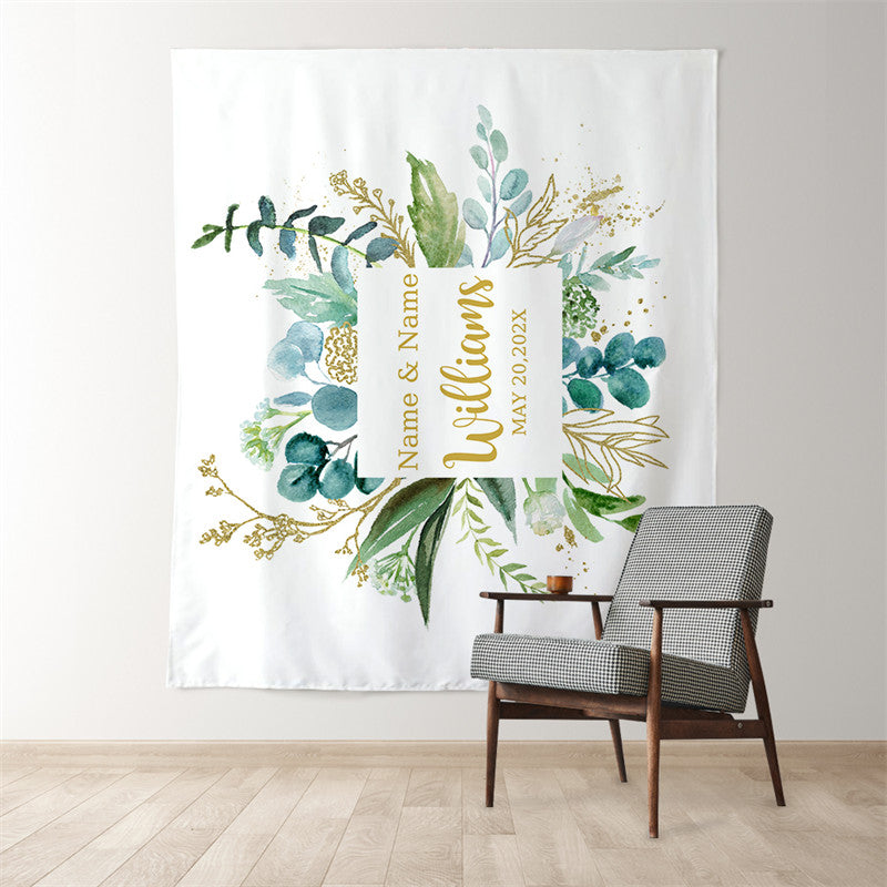Lofaris Personalized Eucalyptus Wedding Backdrop