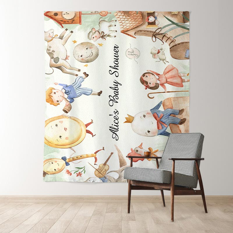 Lofaris Personalized Fairy Tale Kids Baby Shower Backdrop