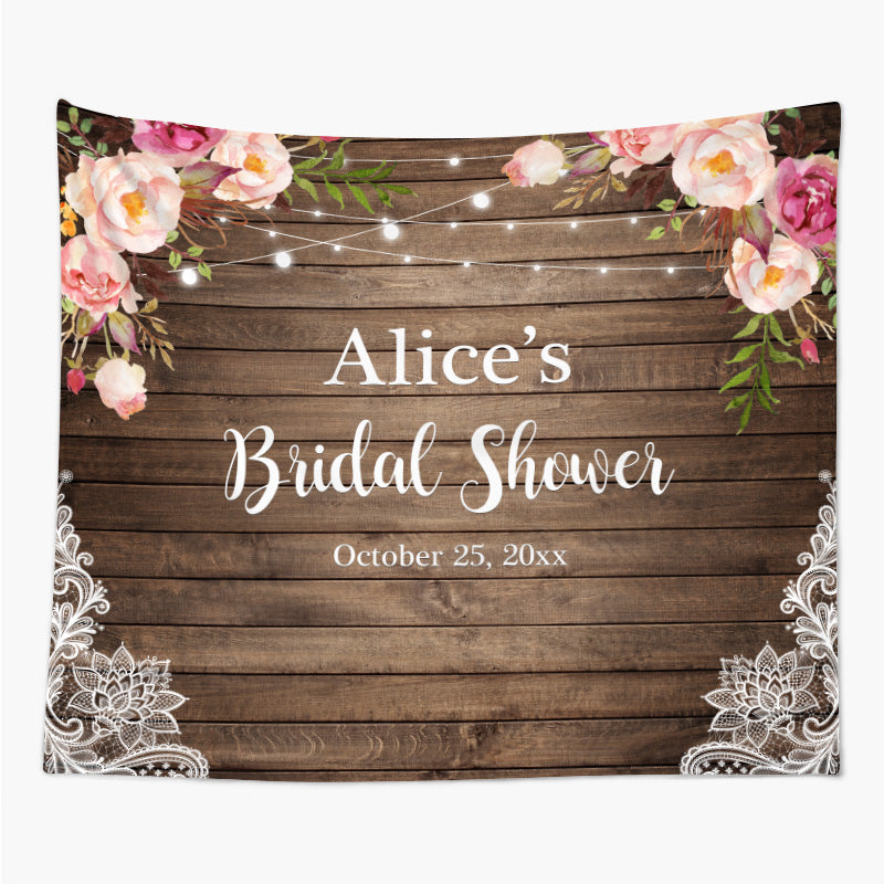 Lofaris Personalized Floral Bridal Shower Party Backdrop
