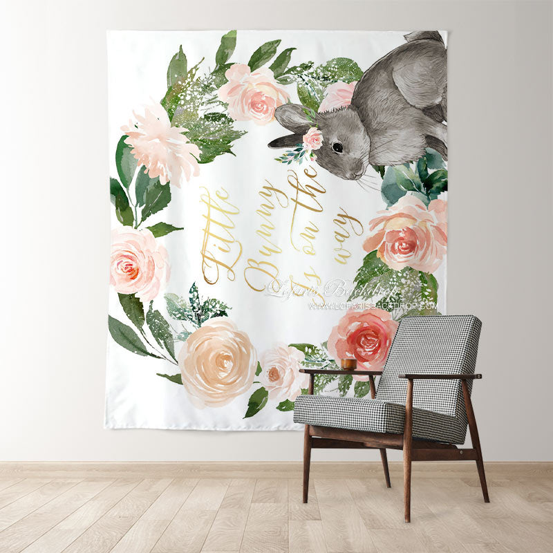 Lofaris Personalized Floral Bunny Party Backdrop For Baby Shower