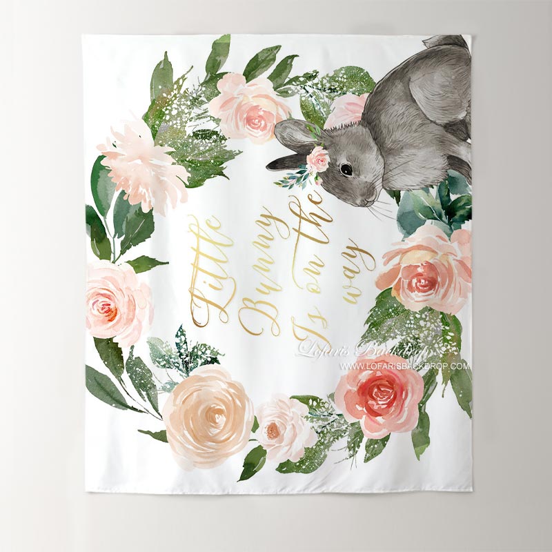 Lofaris Personalized Floral Bunny Party Backdrop For Baby Shower