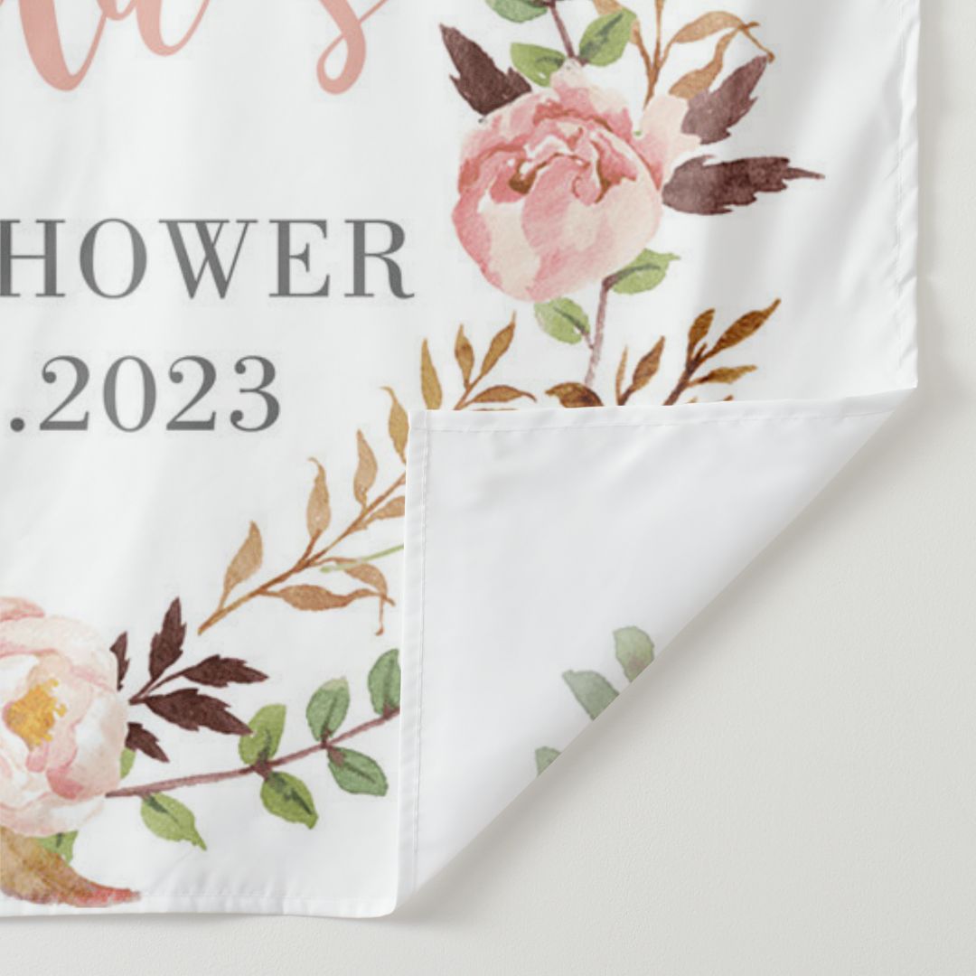 Lofaris Personalized Flowers Baby Shower Backdrop Banner