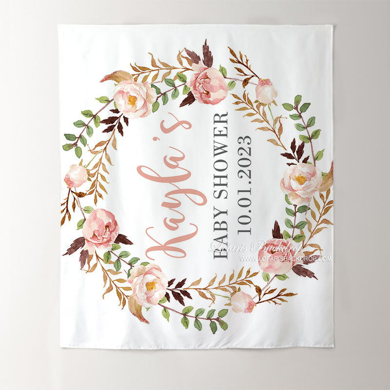 Lofaris Personalized Flowers Baby Shower Backdrop Banner