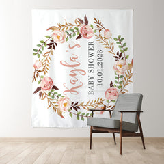 Lofaris Personalized Flowers Baby Shower Backdrop Banner