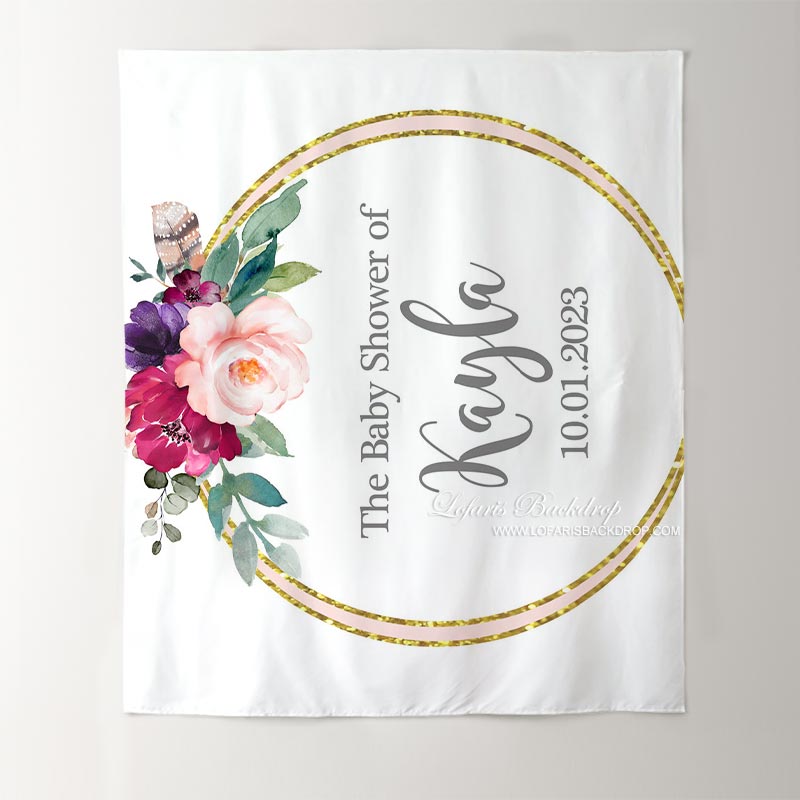 Lofaris Personalized Flowers Boho Baby Shower Backdrop