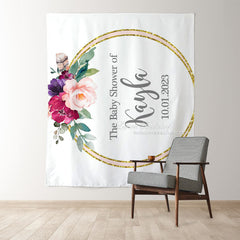 Lofaris Personalized Flowers Boho Baby Shower Backdrop
