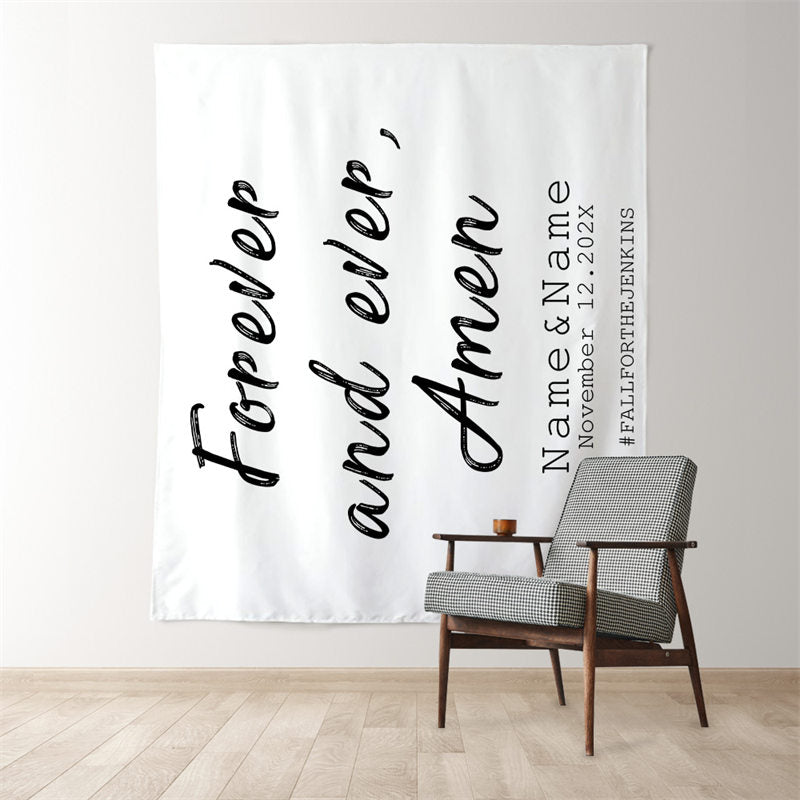 Lofaris Personalized Forever and Ever Wedding Tapestry Backdrop