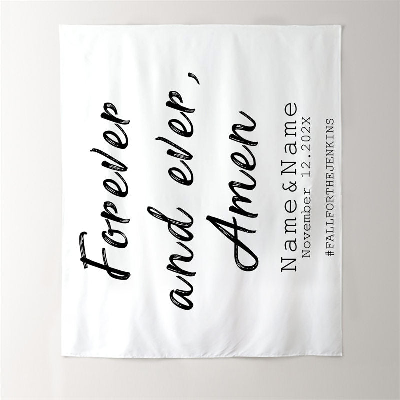 Lofaris Personalized Forever and Ever Wedding Tapestry Backdrop