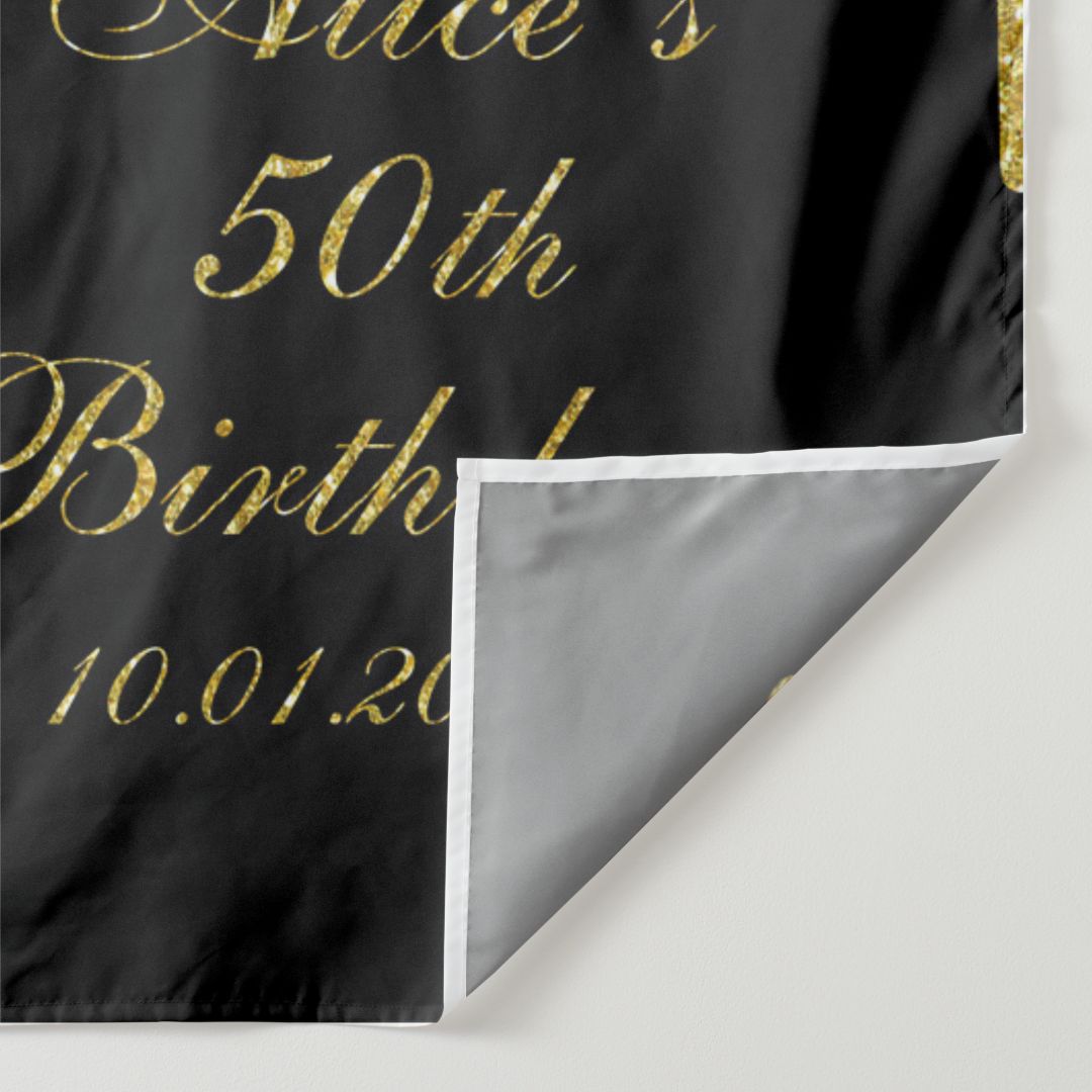 Lofaris Personalized Gold Balloon 50th Birthday Party Backdrop