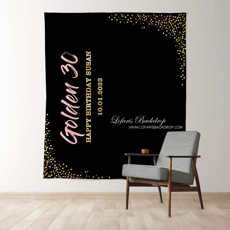 Lofaris Personalized Gold Confetti Birthday Backdrop Banner