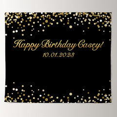 Lofaris Personalized Gold Glitter And Black Birthday Backdrop