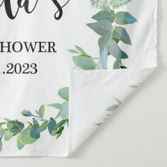 Lofaris Personalized Green Leaf Wreath Backdrop for Baby Shower