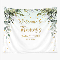 Lofaris Personalized Green Leaves Backdrop for Baby Shower Party