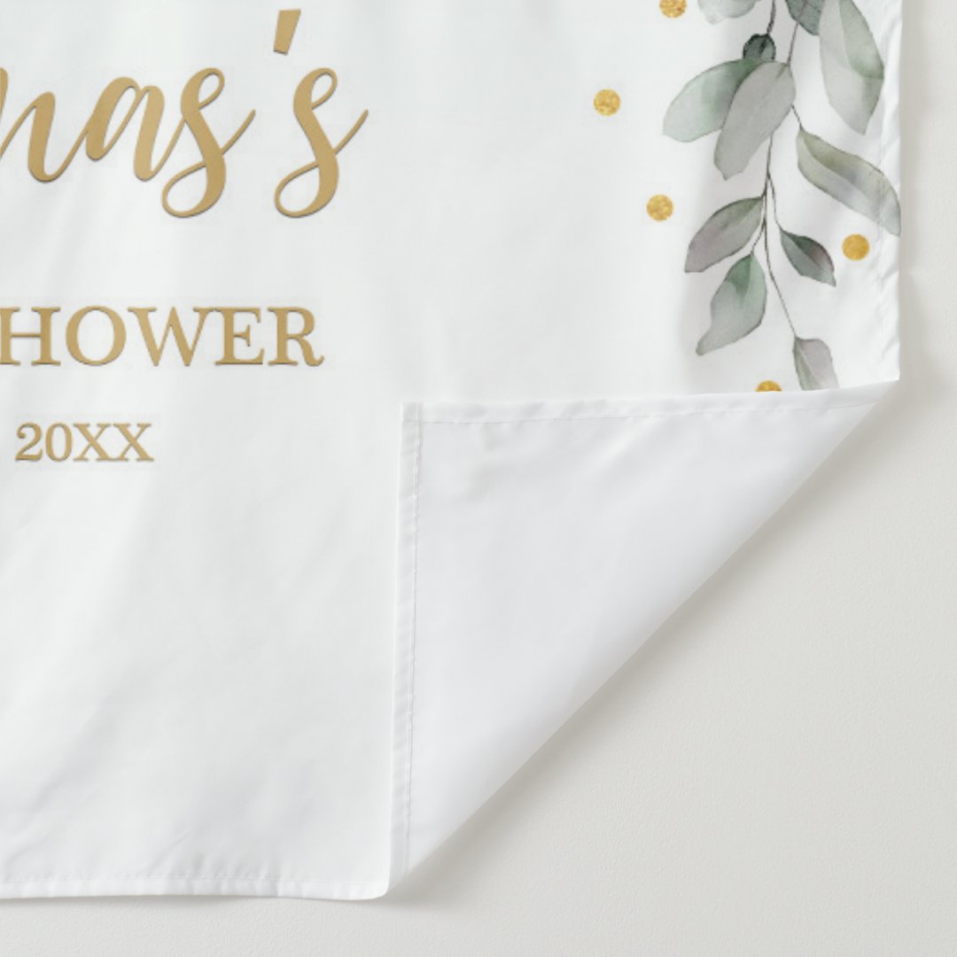 Lofaris Personalized Green Leaves Backdrop for Baby Shower Party